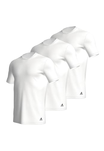 Adidas Herren kurzarm Unterhemd (3er Pack) rundhals Crew Neck T-Shirt (Gr. S - 3XL), Weiß, L von adidas