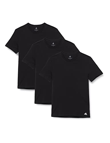 Adidas Herren kurzarm Unterhemd (3er Pack) rundhals Crew Neck T-Shirt (Gr. S - 3XL), Schwarz, L von adidas