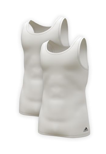 Adidas Herren ärmelose Unterhemden (2er Pack) rundhals Business Unterhemd (Gr. S - 3XL), Weiß, L von adidas