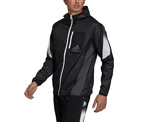 Adidas Herren Windbreaker Jacke, Black/White, L von adidas