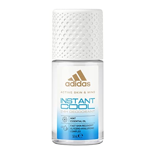 adidas Instant Cool Deo Roll-On für sie, mit Minzöl und 24 Stunden Frische mit hautfreundlicher Formel, 50 ml von adidas