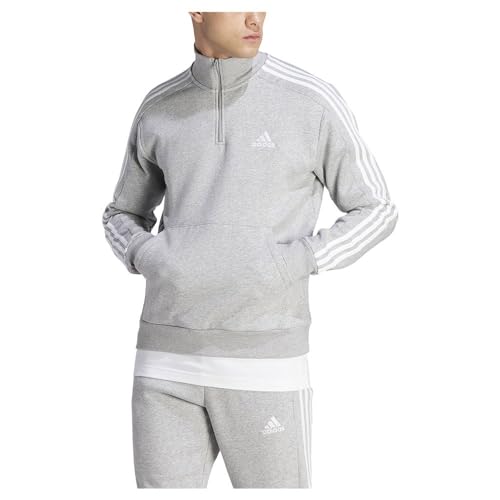 adidas Men's Essentials Fleece 3-Stripes 1/4-Zip Langärmeliges Sweatshirt, medium Grey Heather, 4XL von adidas