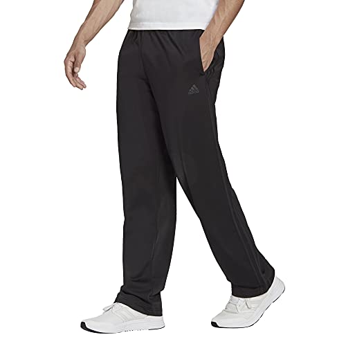 adidas Men's Standard Essentials Warm-Up Open Hem 3-Stripes Tracksuit Bottoms, Black/Black, 5X-Large von adidas