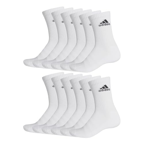 adidas Unisex Herren Damen Socken Sportsocken Cushioned Crewsocks 6 Paar, Farbe:Weiß, Größe:43-45, Artikel:- white von adidas