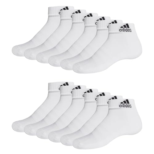 adidas Unisex Herren Damen Socken Sportsocken Cushioned Quartersocken 6 Paar, Farbe:Weiß, Größe:37-39, Artikel:- white von adidas