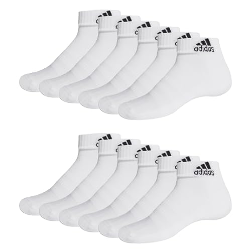 adidas Unisex Herren Damen Socken Sportsocken Cushioned Quartersocken 6 Paar, Farbe:Weiß, Größe:40-42, Artikel:- white von adidas
