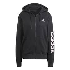 adidas Women's Essentials Linear Full-Zip French Terry Hoodie, Black/Clear pink, XL von adidas