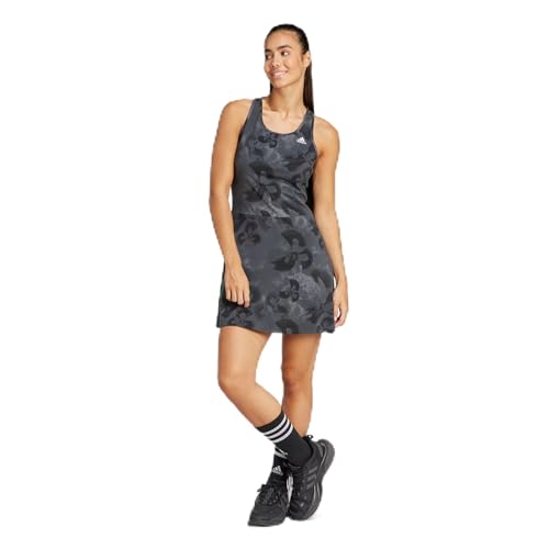 adidas Women's Floral Graphic Single Jersey Dress Kleid, Grey Five/Carbon/Black, XL von adidas