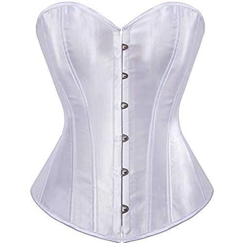 Jutrisujo Weißes Korsett Top Corsage Damen White Corset Vollbrust Bluse Gothic Satin Burlesque Vintage 2XL von Jutrisujo