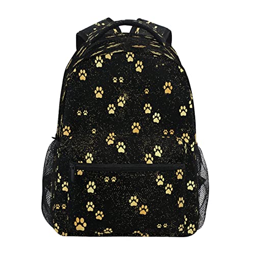 ALAZA Goldener Rucksack mit Hundepfoten-Motiv, für Reisen, Laptop, Business-Tagesrucksack, Schultasche, Büchertasche, passend für 39,6 cm (15,6 Zoll) Laptops für Damen, Herren, Mädchen von alaza