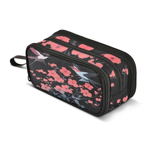 ALAZA Großes Federmäppchen, großes Fassungsvermögen, Federmäppchen, Stifteetui, 3 Fächer, Vogel-Blume, Schulbedarf, Bürobedarf, Schreibwaren, Make-up-Tasche, Aufbewahrungs-Organizer für Studenten ALAZA Großes Federmäppchen, großes Fassungsvermögen, Federmäppchen, Stifteetui, 3 Fächer, Vogel-Blume, Schulbedarf, Bürobedarf, Schreibwaren, Make-up-Tasche, Aufbewahrungs-Organizer für Studenten von alaza