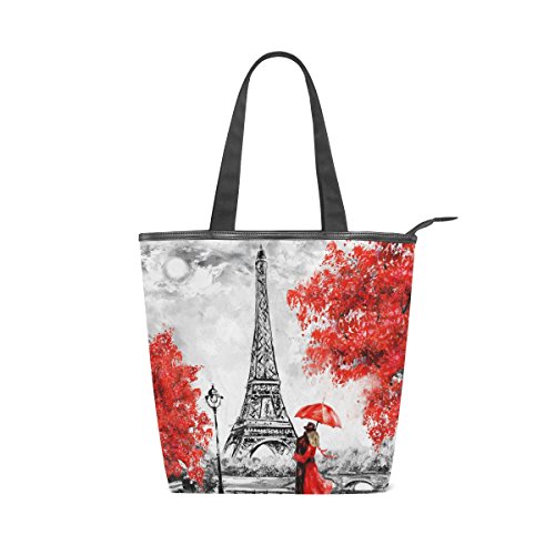 ALAZA Tote Canvas Schultertasche Eiffelturm Paris Ölgemälde Handtasche von alaza