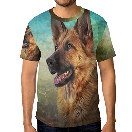 alaza Herren Ger Schäferhund Vintage-Kurzarm T-Shirt beiläufige X-Groß Multi von alaza