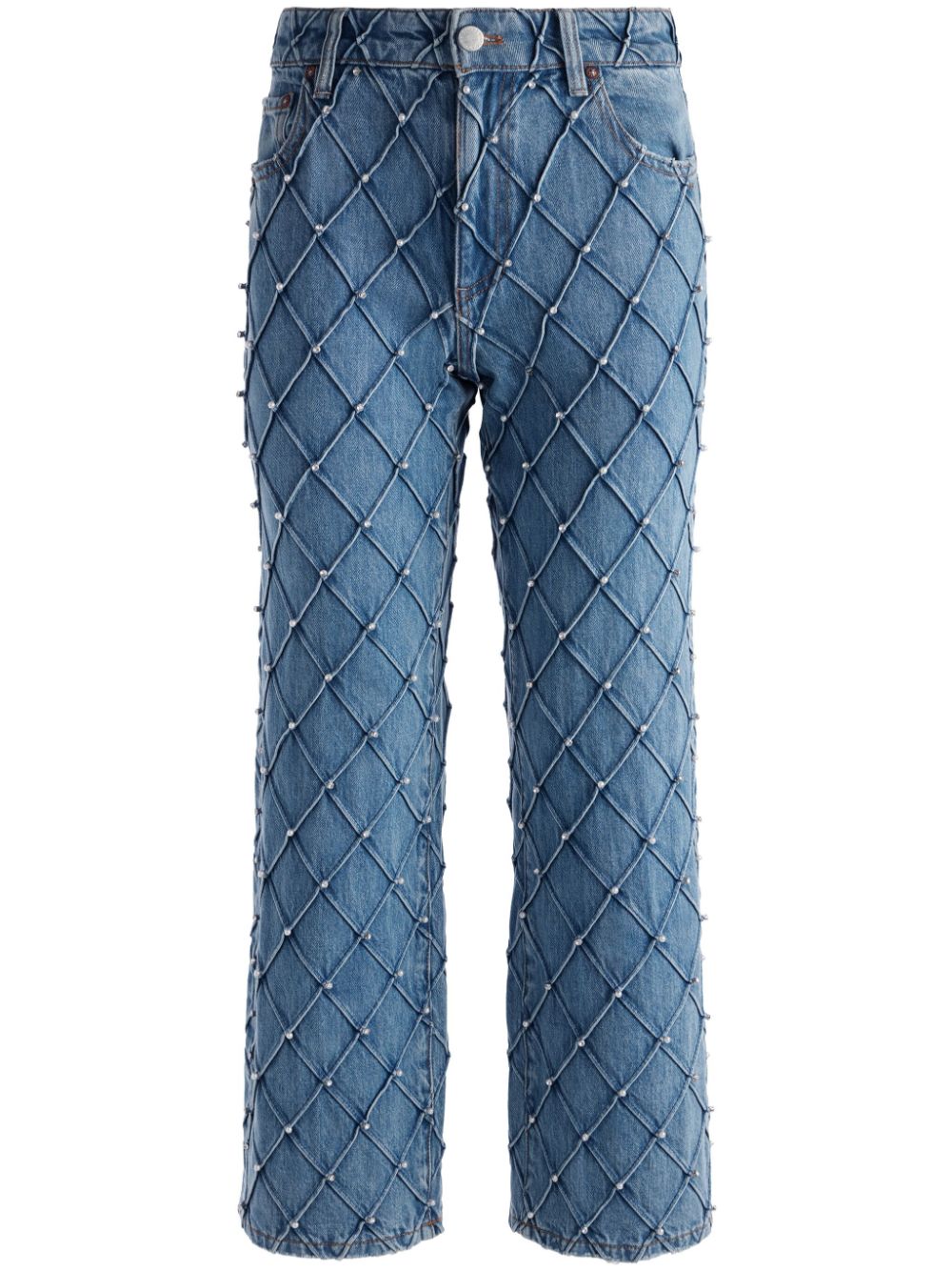 alice + olivia Gesteppte Weezy Cropped-Jeans - Blau von alice + olivia