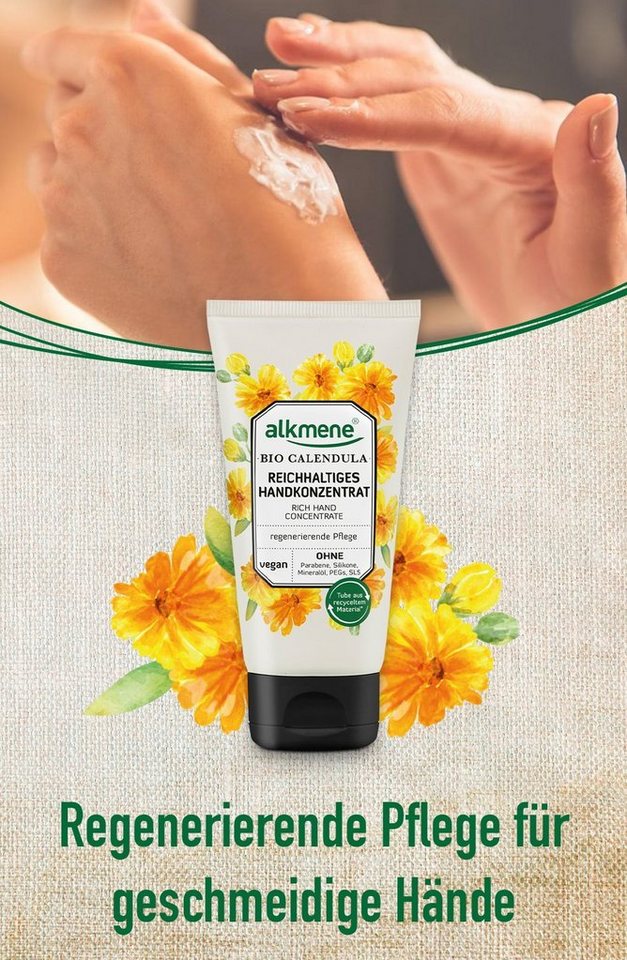 alkmene Handcreme 6x Handkonzentrat Bio Calendula - vegane reichhaltige Handcreme Creme, 6-tlg. von alkmene