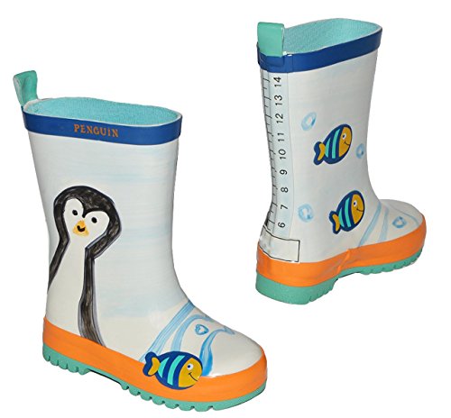 alles-meine.de GmbH Gummistiefel - Pinguin + Fische - Größe 20 - für Kinder - Jungen Mädchen - Naturkautschuk + Innenfutter 100% Baumwolle/Regenstiefel Handbemalt mit 3-D Effe.. von alles-meine.de GmbH