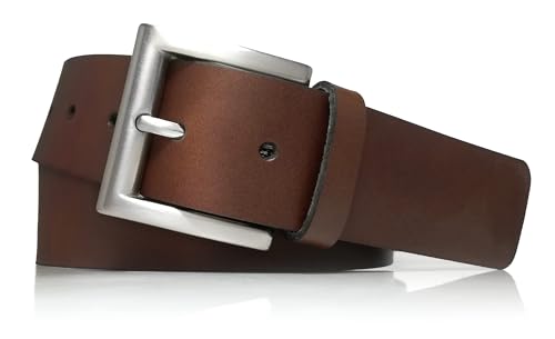 almela | Gürtel für Herren und Damen | Echtes Leder | 3,5 breit | 35 mm | Herrengürtel Damengürtel Ledergürtel Jeansgürtel | Kürzbar | Men's and women's leather belt | Braun 35mm, 100 von almela