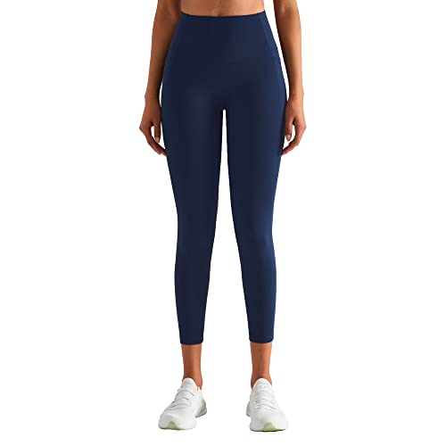 altiland Damen No Front Seam Sport Gym Leggings High Waist Sporthose Yogahose Blickdicht 7/8 Laufhose (True Navy,L) von altiland