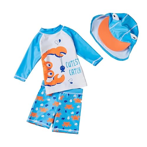 amiyan Kinder Jungen Badeanzug Bademode Schwimmbekleidung Uv-Schutz Dinosaurier Bade-Set mit Hut Crab 80 6-12 Monate von amiyan