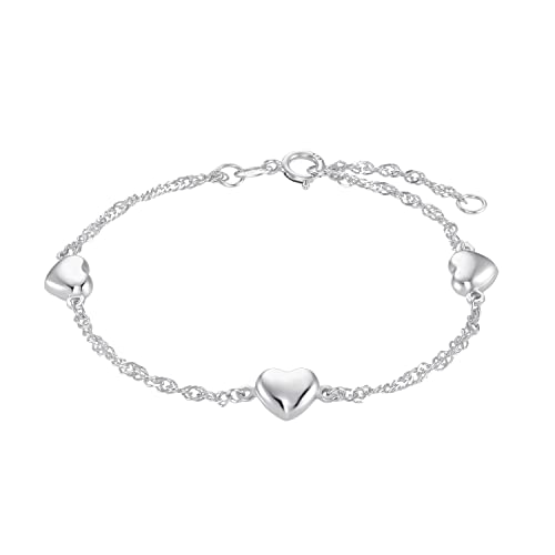 Amor Armband 925 Sterling Silber Mädchen Kinder Armschmuck, 14+2 cm, Silber, Herz, Kommt in Schmuck Geschenk Box, 9210930 von Amor