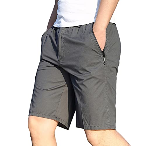 amropi Herren Cargoshorts Baumwolle Chino Shorts Bermuda Kurze Hose mit Taschen Grau,3XL von amropi