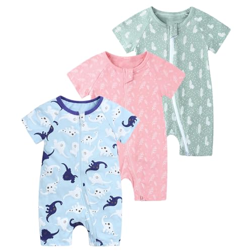 amropi Strampler Baby Jungen 3er-Pack Dinosaurier Druck Kurzarm Schlafstrampler Sommer Schlafanzug 1-2 Jahre, Stil02 amropi Strampler Baby Jungen 3er-Pack Dinosaurier Druck Kurzarm Schlafstrampler Sommer Schlafanzug 1-2 Jahre, Stil02 von amropi