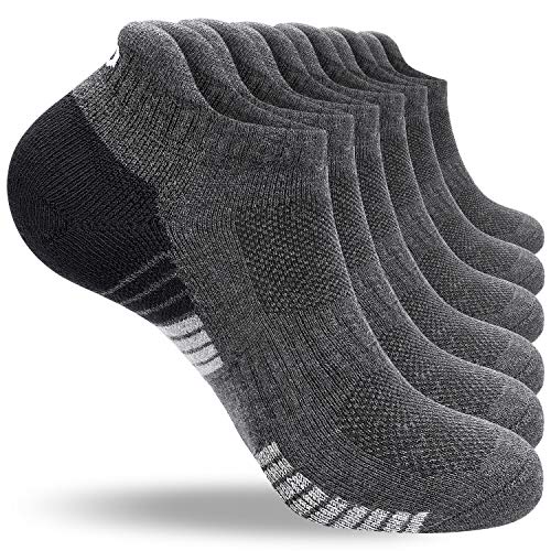 anqier 6 Paar Sneaker Socken Herren 43-46 39-42 35-38 47-50 Baumwolle Sportsocken Damen Gepolsterte Laufsocken Schwarz Weiß Grau Atmungsaktiv Kurz socken von anqier