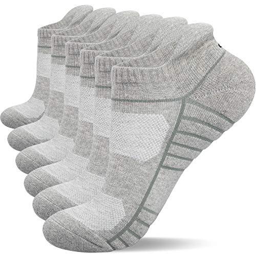 anqier Sneaker Socken Herren 43-46 Baumwolle Sportsocken Damen 39-42 35-38 47-50 Atmungsaktiv Wandersocken Gepolsterte Laufsocken Trekkingsocken Hochleistung 6 Paar von anqier