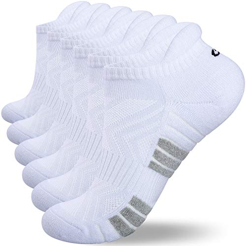 anqier Sneaker Socken Herren 43-46 Baumwolle Sportsocken Damen 39-42 35-38 47-50 Atmungsaktiv Wandersocken Gepolsterte Laufsocken Trekkingsocken Hochleistung 6 Paar von anqier