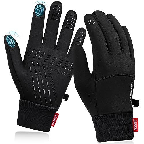 anqier Touchscreen Handschuhe rutschfest Fahrradhandschuhe Herren Damen Winddicht Radsporthandschuhe Winter Thermo Handschuhe für Autofahren Radfahren Skifahren Arbeiten Outdoor von anqier