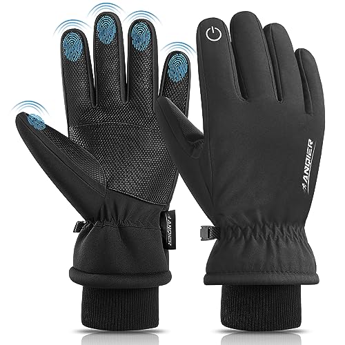 anqier Touchscreen Skihandschuhe, -20 ℉ Kältebeständige Thermohandschuhe, wasserdichte Winterhandschuhe, Thinsulate-Schneehandschuhe für Snowboarden, Motorrad, Laufen, Wandern im Freien von anqier