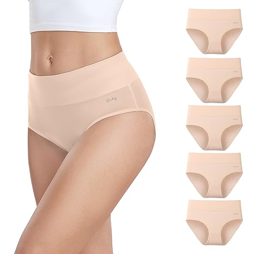 anqier Unterhosen Damen, 5er Pack Stretch Baumwolle Hohe Taille Slips Damen Atmungsaktiv Panties Weich Frauen Unterwäsche von anqier