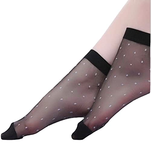 anso 10 Paar Damen Knöchelsocken Sexy Nylon Ultradünn Elastisch Seide Kurze Strümpfe (Schwarz) von anso