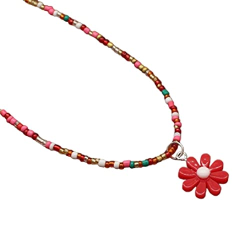 apughize Bohème-Halskette, handgewebt, Gänseblümchen, Sommer, Strand, Reisperlen, Blume, Halsband, geeignet für weibliche Bohemian-Halsketten für Frauen, Perlen, Choker, Modeschmuck von apughize