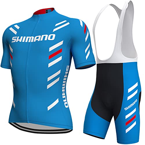 assocauicy Herren Fahrradtrikot Set,Atmungsaktives Schnell Trocknendes Radtrikot Mit 4d Gel Gepolsterten Mit DREI Rückentaschen von assocauicy