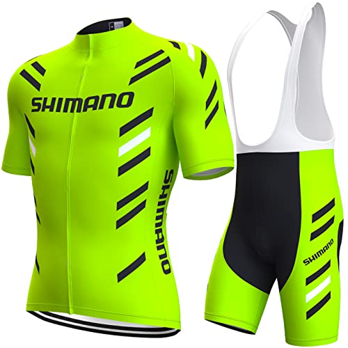 assocauicy Herren Fahrradtrikot Set,Atmungsaktives Schnell Trocknendes Radtrikot Mit 4d Gel Gepolsterten Mit DREI Rückentaschen von assocauicy