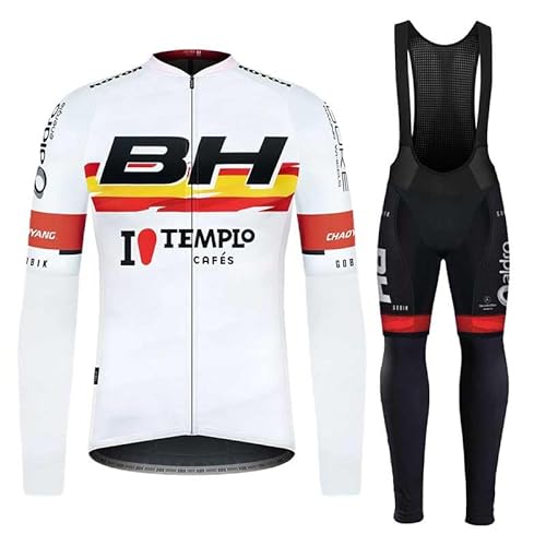 assocauicy Herren Radtrikot Langarm Radfahren Set，Bekleidung 3D Pad Pant Stretch Performance Baumwolle mit Taschen von assocauicy