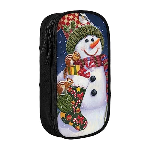 Federmäppchen mit Schneemann, Weihnachtsmotiv, großes Fassungsvermögen, Stifttasche, Make-up-Tasche für Mädchen, Jungen, Erwachsene, Schule, Büro und Reisen, Schwarz , Einheitsgröße, Schulranzen von avlyn