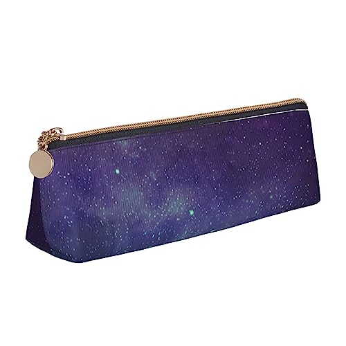 avlyn Dreieckiges Federmäppchen mit Hundemotiv, Leder-Federmäppchen, Stifttasche, Make-up-Tasche für Damen, Herren, Schule, Büro und Reisen, Universum mit Sternen und Galaxie Interstellar, von avlyn