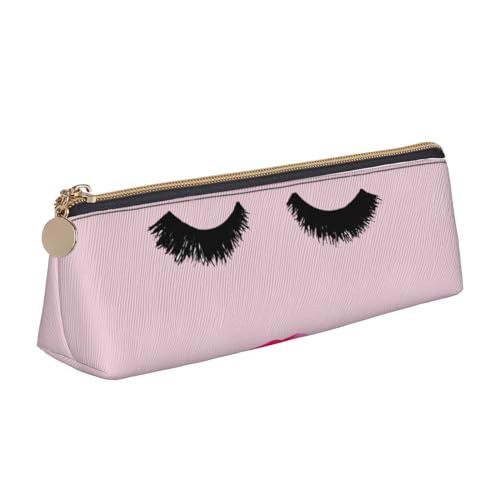 avlyn Dreieckiges Federmäppchen mit Wimpernlippen, Leder-Federmäppchen, Stifttasche, Make-up-Tasche für Damen, Herren, Schule, Büro und Reisen, Wimpernlippen, Einheitsgröße, Schulranzen von avlyn