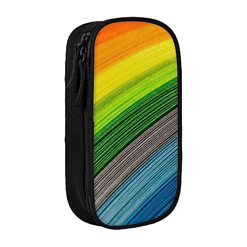 avlyn Federmäppchen in Regenbogenfarben, gestreift, großes Fassungsvermögen, Stiftetasche, Make-up-Tasche für Mädchen, Jungen, Erwachsene, Schule, Büro und Reisen, Schwarz , Einheitsgröße, Schulranzen von avlyn