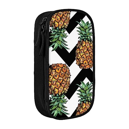 avlyn Federmäppchen mit Ananas-Design, große Kapazität, Federmäppchen, Make-up-Tasche für Mädchen, Jungen, Erwachsene, Schule, Büro und Reisen, Schwarz , Einheitsgröße, Schulranzen von avlyn