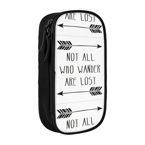 avlyn Federmäppchen mit Aufschrift "Not All Who Wander are Lost", großes Fassungsvermögen, Stifttasche, Make-up-Tasche für Mädchen, Jungen, Erwachsene, Schule, Büro und Reisen, Schwarz , von avlyn