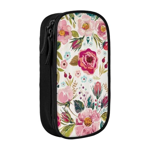 avlyn Federmäppchen mit Blumenblättern, großes Fassungsvermögen, Stifttasche, Make-up-Tasche für Mädchen, Jungen, Erwachsene, Schule, Büro und Reisen, Schwarz , Einheitsgröße, Schulranzen von avlyn