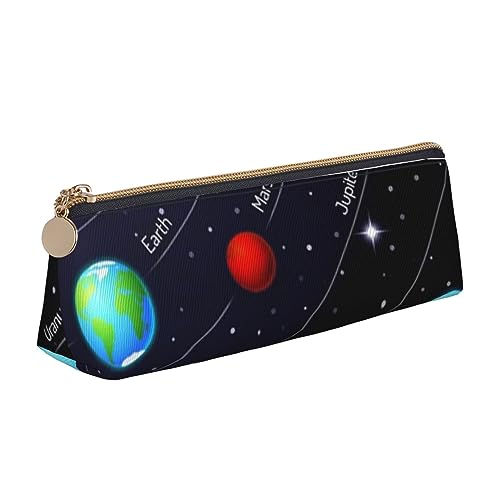 avlyn Federmäppchen mit Cartoon-Motiv für schwere Maschinen, LKW, Dreieck, Leder-Federmäppchen, Stifttasche, Make-up-Tasche für Damen, Herren, Schule, Büro und Reisen, Solar Galaxy, Einheitsgröße, von avlyn