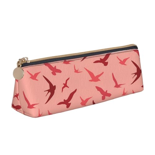 avlyn Federmäppchen mit Cartoon-Vogel und Dreieck, Leder-Federmäppchen, Stifttasche, Make-up-Tasche für Damen, Herren, Schule, Büro und Reisen von avlyn