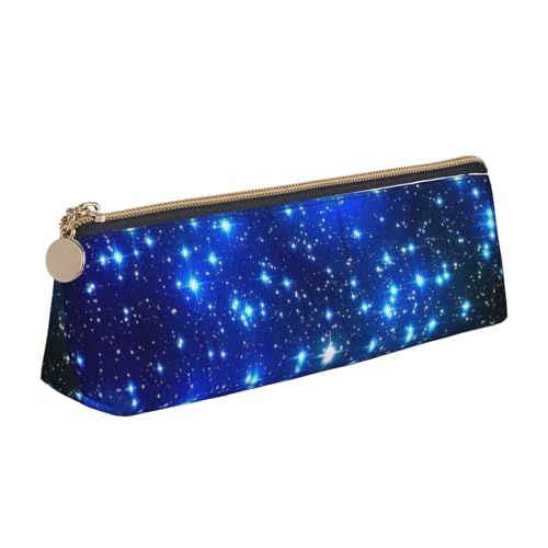 avlyn Federmäppchen mit Meeresmuscheln, dreieckig, Leder, Federmäppchen, Stifttasche, Make-up-Tasche für Damen, Herren, Schule, Büro und Reisen, Galaxy Stars, Einheitsgröße, Schulranzen von avlyn