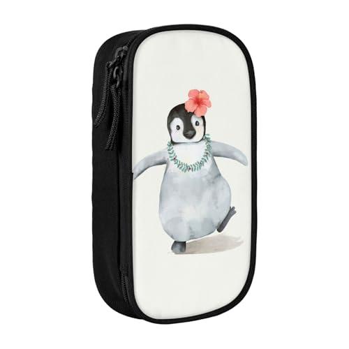 avlyn Federmäppchen mit Pinguin mit Blumen, großes Fassungsvermögen, Stiftetasche, Make-up-Tasche für Mädchen, Jungen, Erwachsene, Schule, Büro und Reisen, Schwarz , Einheitsgröße, Schulranzen von avlyn