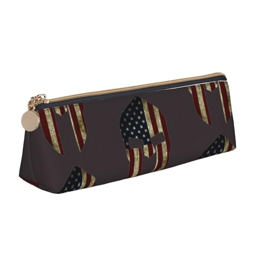 avlyn Federmäppchen mit USA-Flagge, dreieckig, Leder, Stifteetui, Make-up-Tasche für Damen, Herren, Schule, Büro und Reisen von avlyn