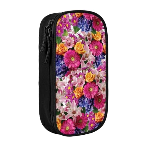 avlyn Federmäppchen mit rosa Blumen und goldenen Rosen, großes Fassungsvermögen, Stifttasche, Make-up-Tasche für Mädchen, Jungen, Erwachsene, Schule, Büro und Reisen, Schwarz , Einheitsgröße, von avlyn